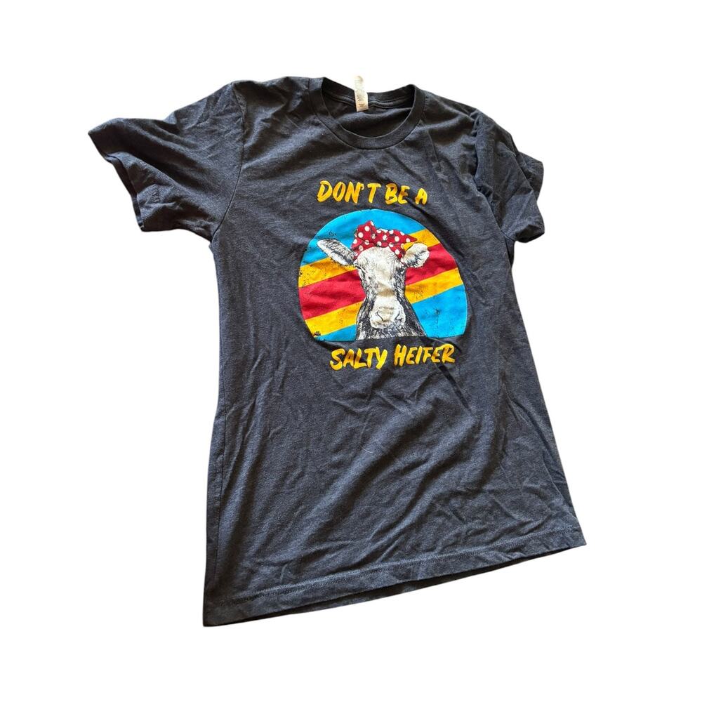 Don't Be a Salty Heifer Graphic T-Shirt Size M Bella & Canvas Blue